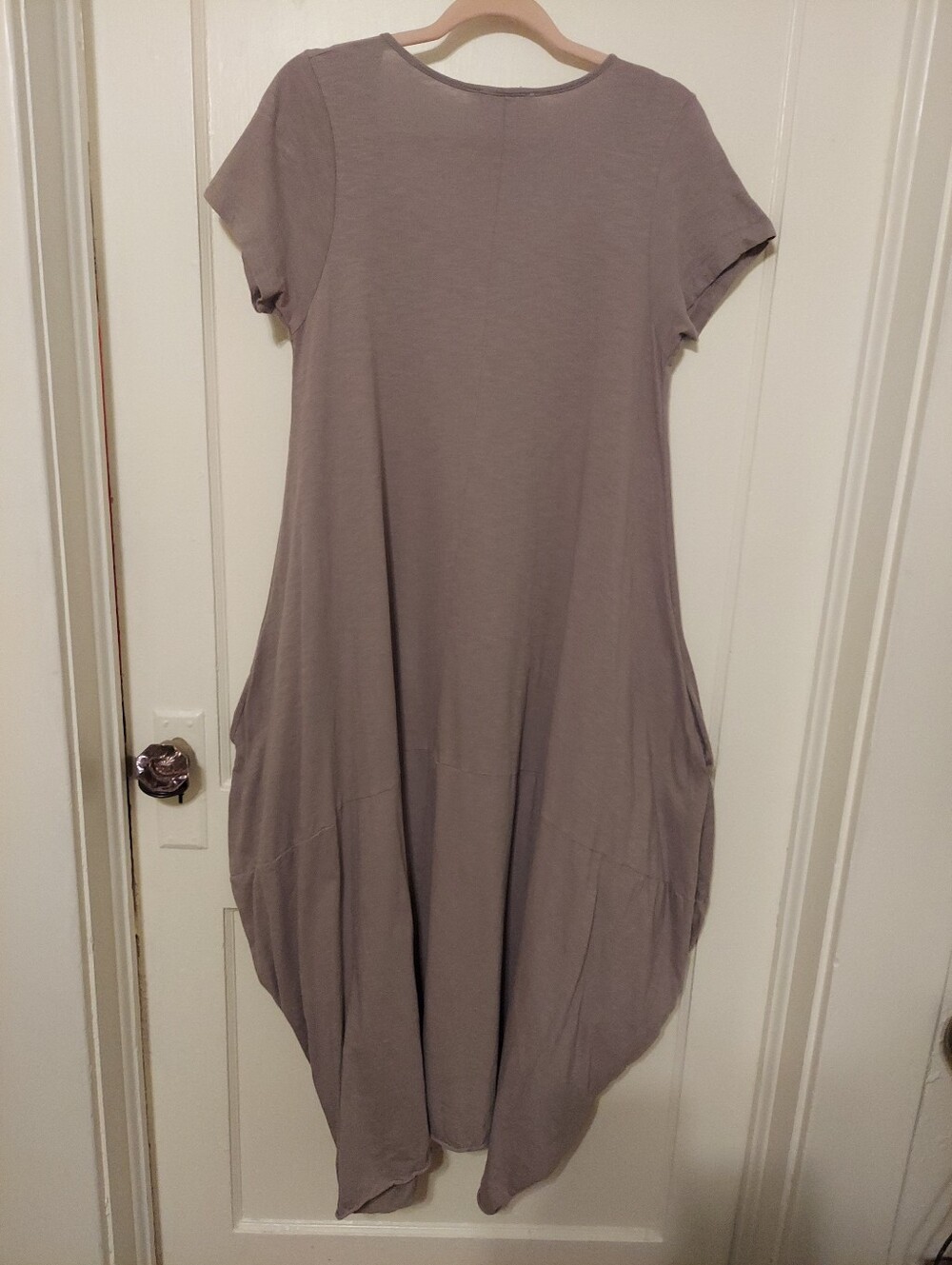 Verandah By Vina Dress Womens Medium/Large Taupe 100%Cotton Lagenlook Pockets - Picture 5 of 8